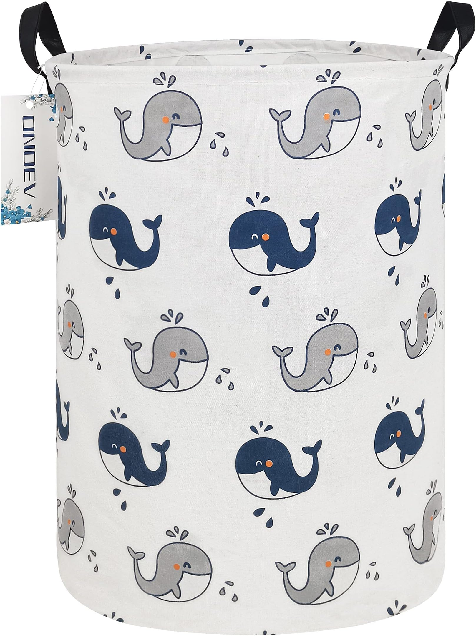 Round Foldable laundry basket with handle,gift basket,suitable for children's room and toy storage(whale)