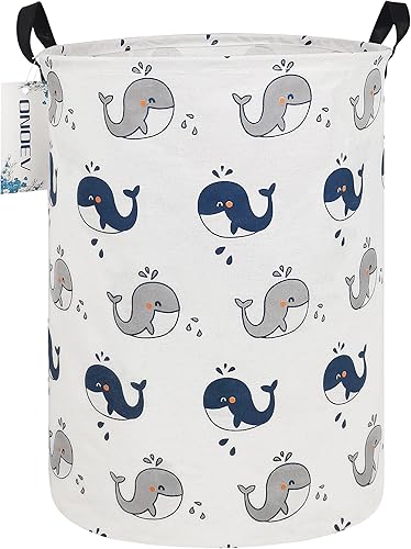 ONOEV Contenedor redondo de tela cesta decorativa cesta organizadora con asas para almacenamiento de ropa libros y artículos diversos ballena redonda