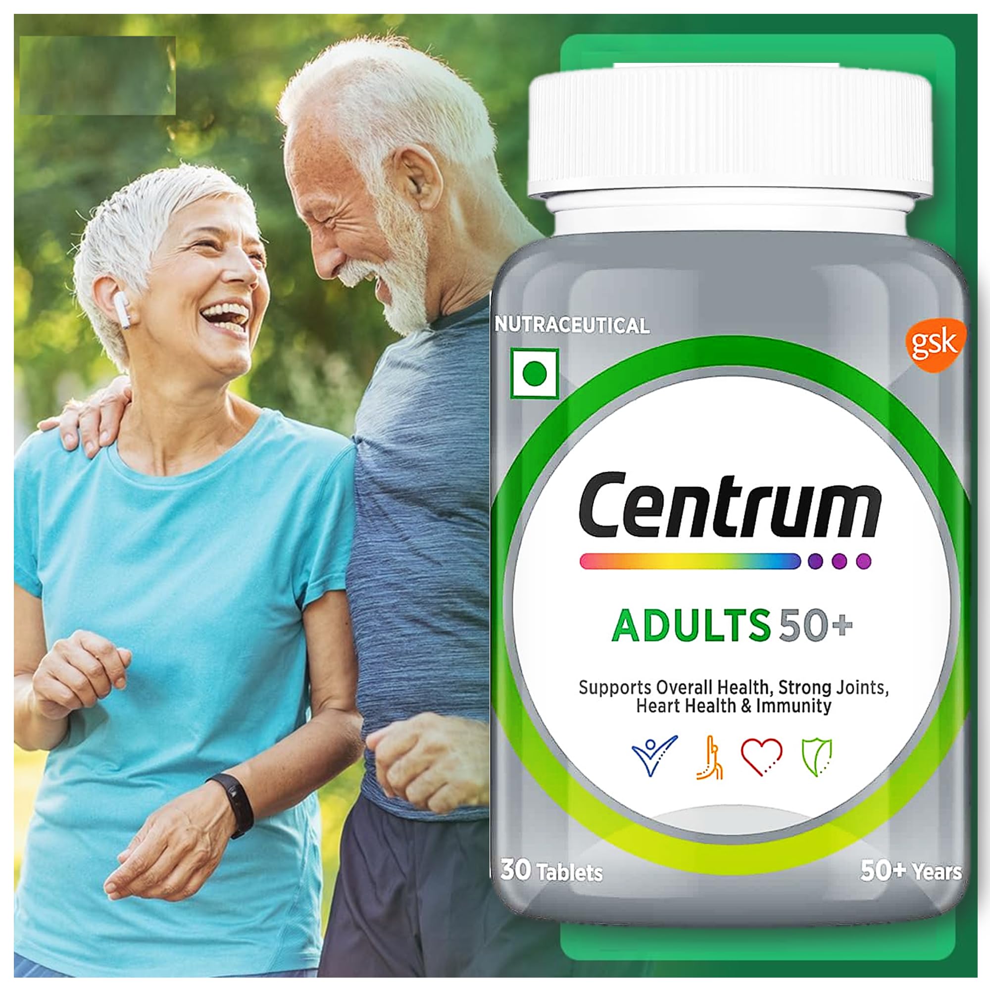 Centrum Adult 50 Plus,Strong Joints & Heart Health (Vegetarian),Worlds No.1 Multivitamin with Calcium, Vitamin D3 & 21 other Nutrients for Overall Health,30 Tablets (B0DGZXMKS5) Amazon Price History, Amazon Price Tracker