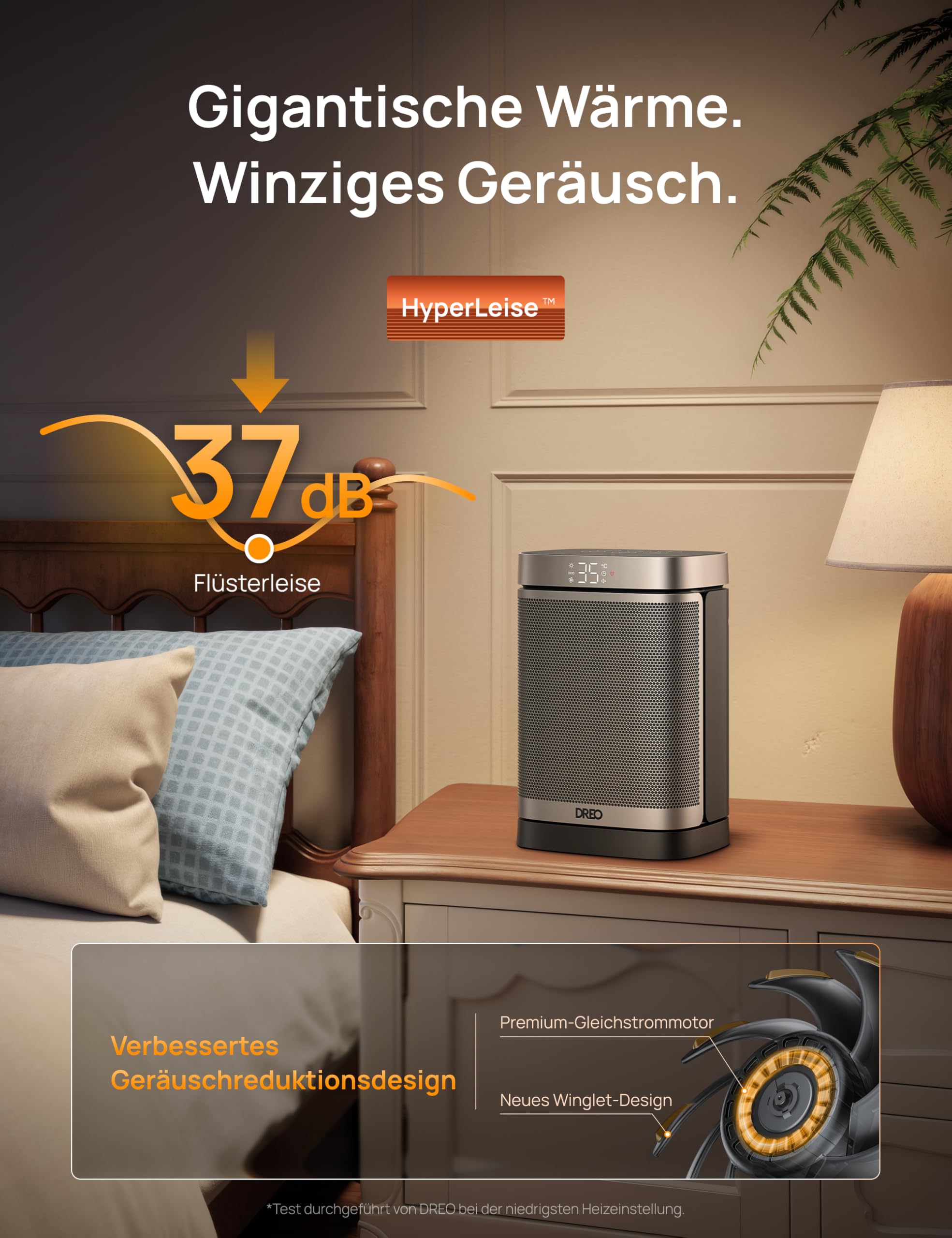 Dreo Heizlüfter 1500W PTC Keramik Elektroheizung mit Thermostat, 70° Oszillierend, ECO-Modus, 12-Std-Timer, Überhitzungs- & Kippschutz
