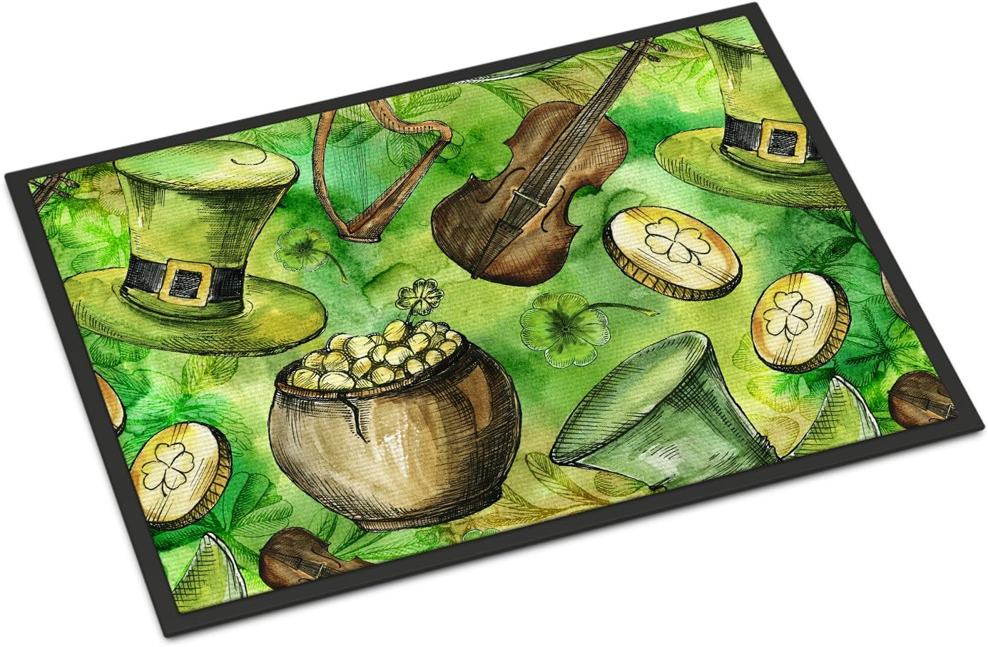 Caroline's Treasures BB5755MAT Luck of The Irish Doormat 18x27 Front Door Mat Indoor Outdoor Rugs for Entryway, Non Slip Washable Low Pile, 18H X 27W