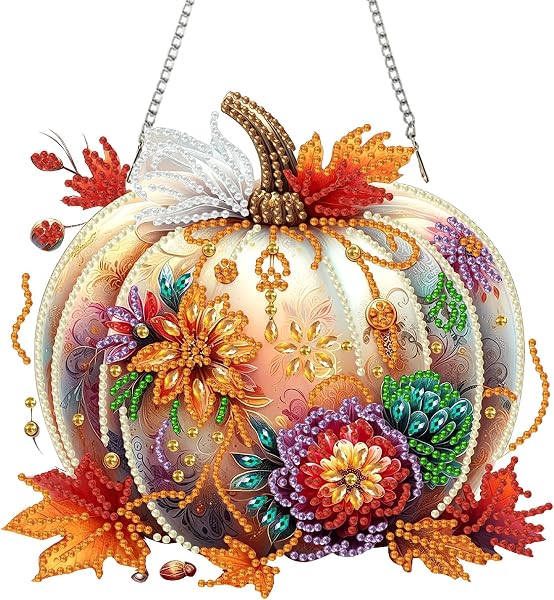 Autumn Pumpkin Diamond Art Hanging Kit for Adult,Special Shaped…