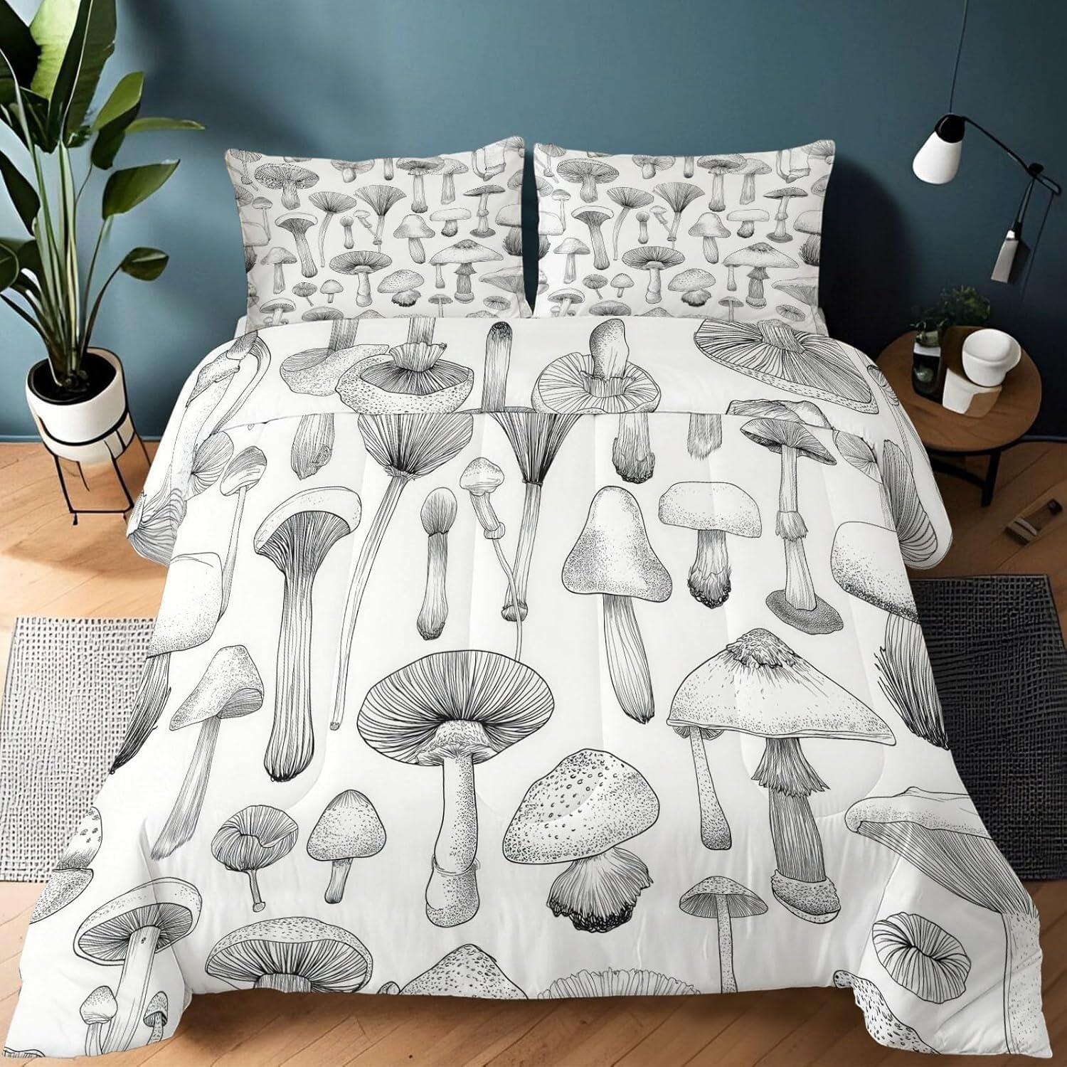 Couette 240x260 Chaude Champignon Édredon Microfibre Douce Lit 2 Personnes