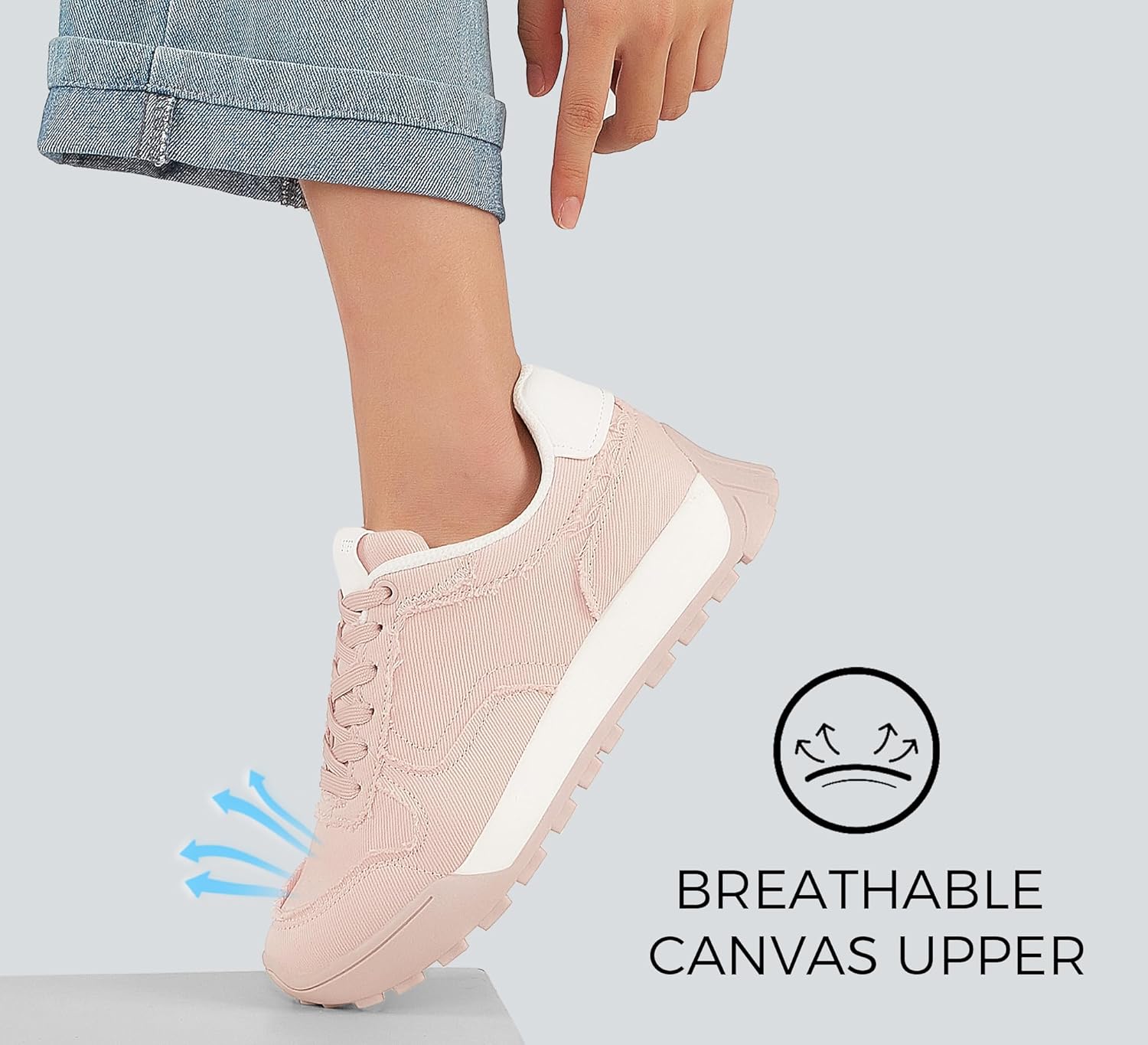 LUCKY STEP Women's Platform Canvas Sneaker Casual Lace-up Stylish Tennis Running Retro Classic Trainers Walking Fashion Sneakers - Image 3