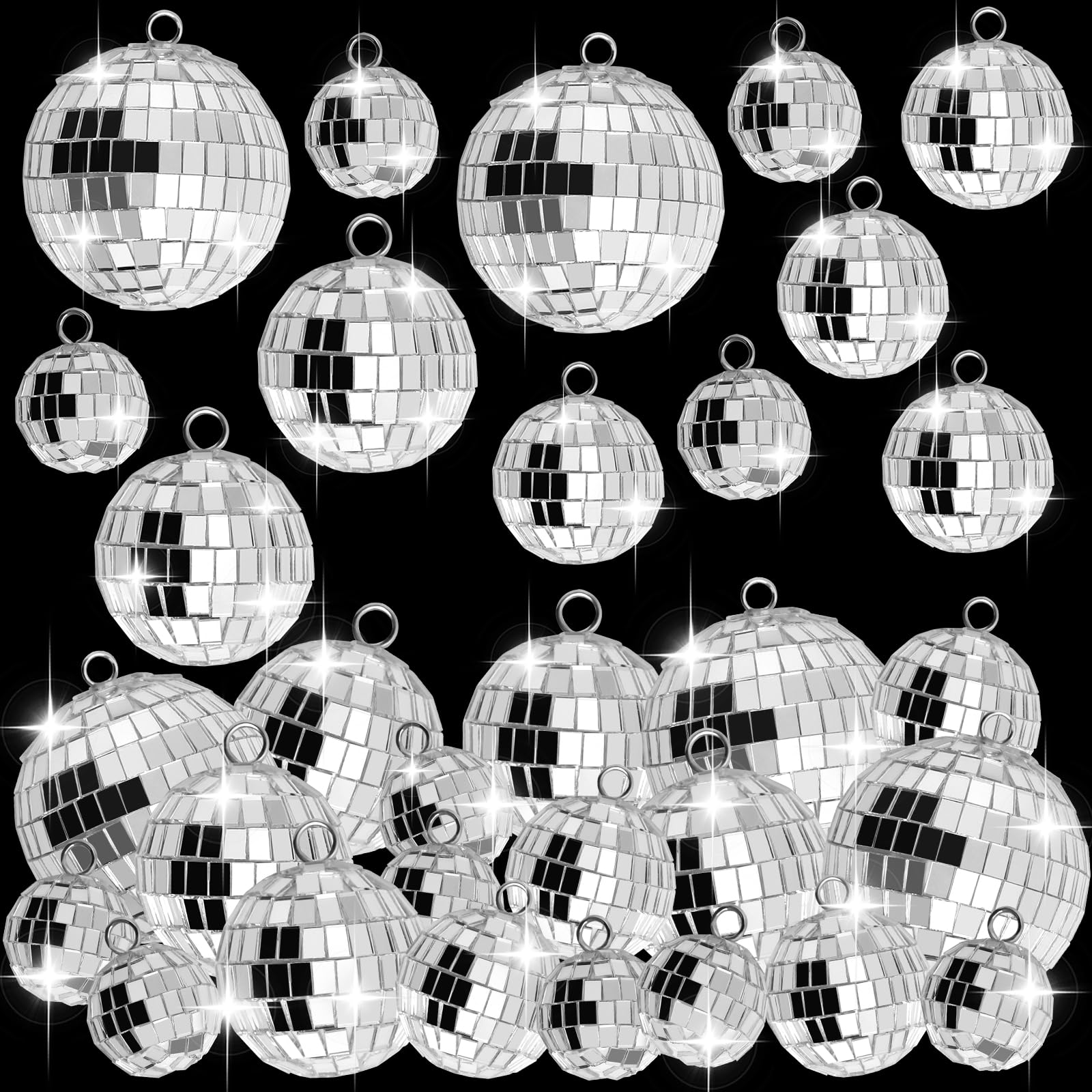 Bola Discoteca,25 Bolas Espejadas, Mini Bola de Discoteca,Bolas de Discoteca Pequeñas Decorativas,Disco Ball Pequeñas para Colgar el Árbol Navidad para Decor de Bodas,Fiestas Cumpleañosy Fiestas Casa