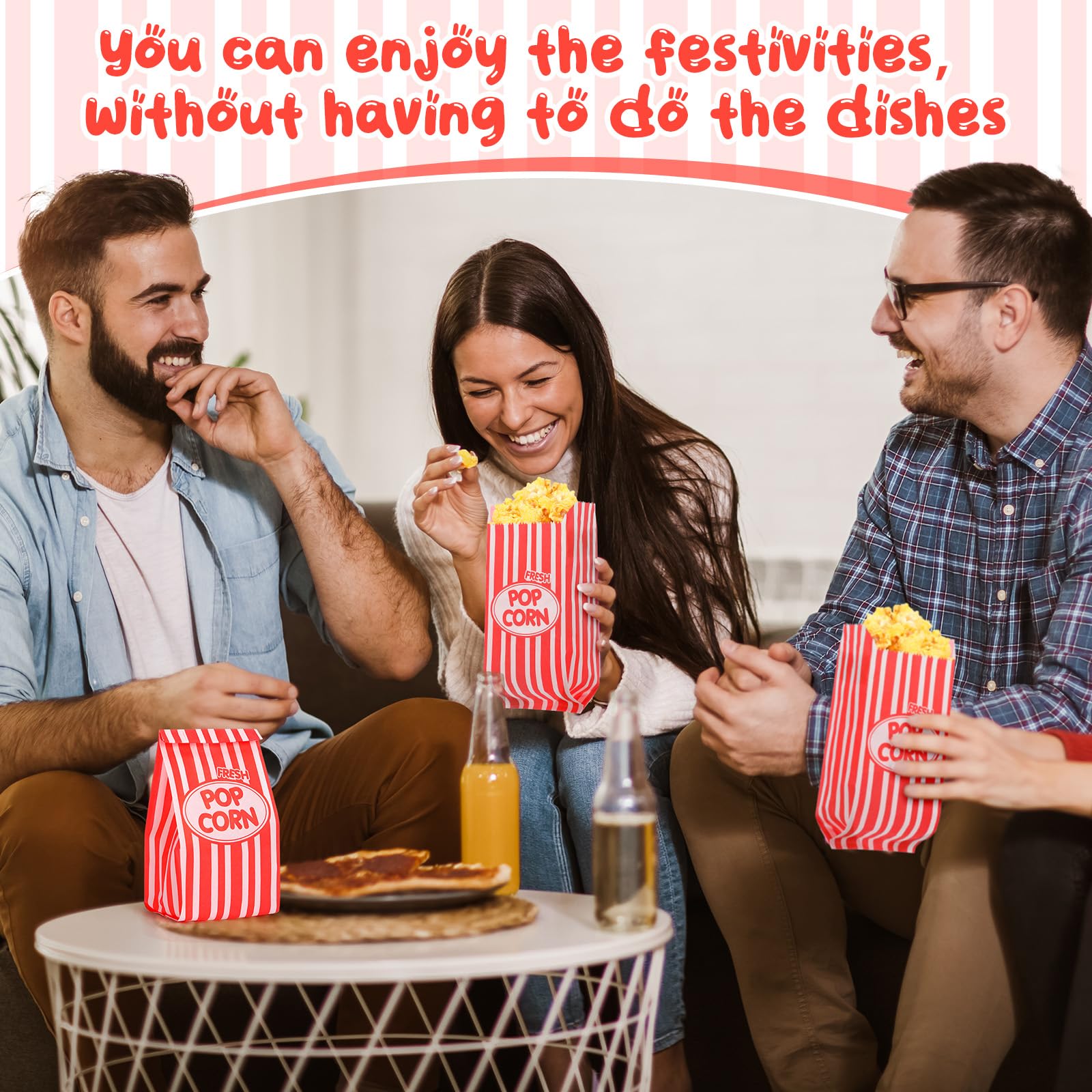 Vesici 1500 Stück Papier-Popcorn-Tüten, 28 ml, einzelne Portionen, Popcorn-Snacktüten für Popcorn-Maschine, Küche, Party, Kino, Karneval, Party, Dekorationen