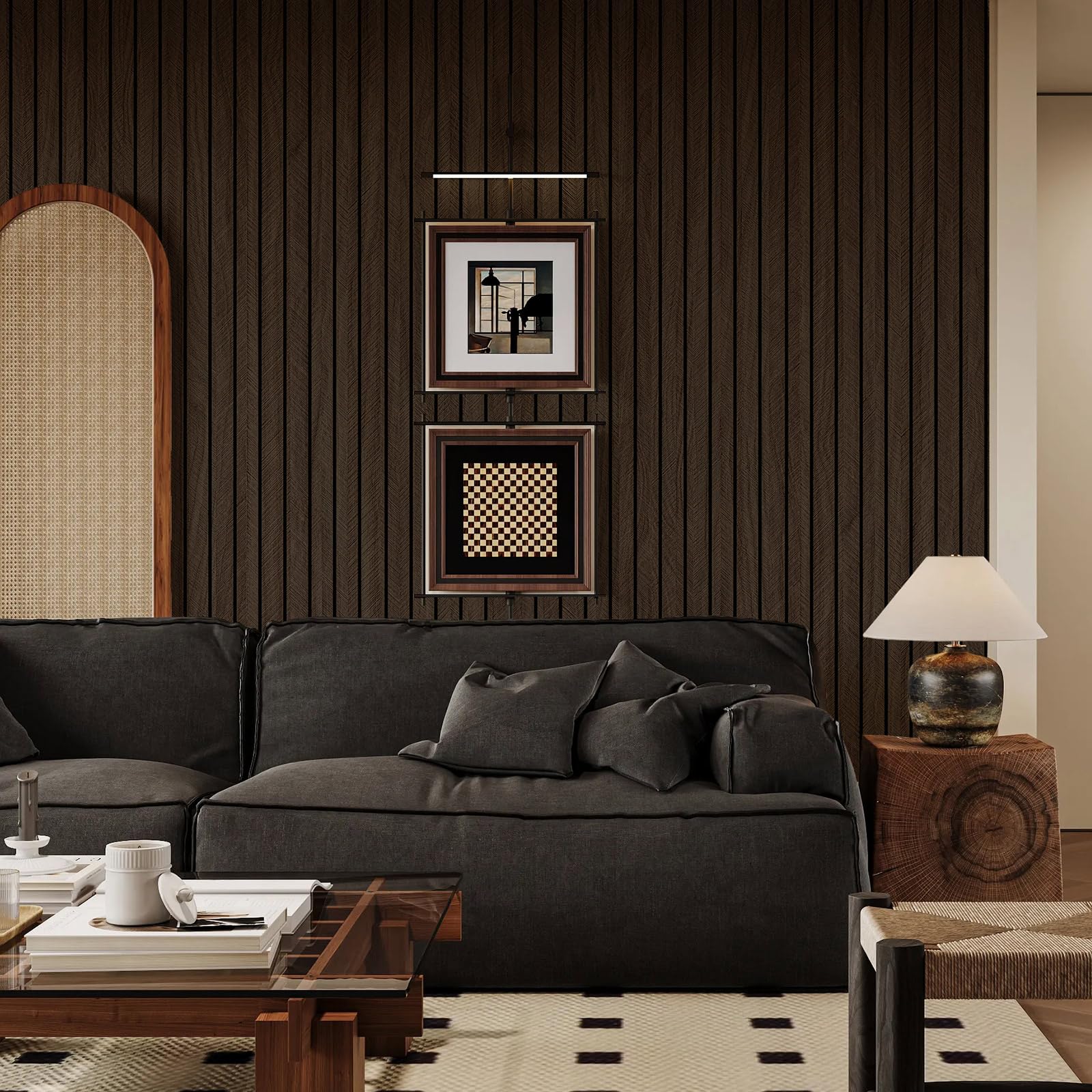 Fititem Panel de pared de listones de PVC para despegar y pegar, 118 x 15.7 pulgadas, autoadhesivo, grueso, imitación de madera de roble, paneles de pared insonorizados 3D para paredes y techos