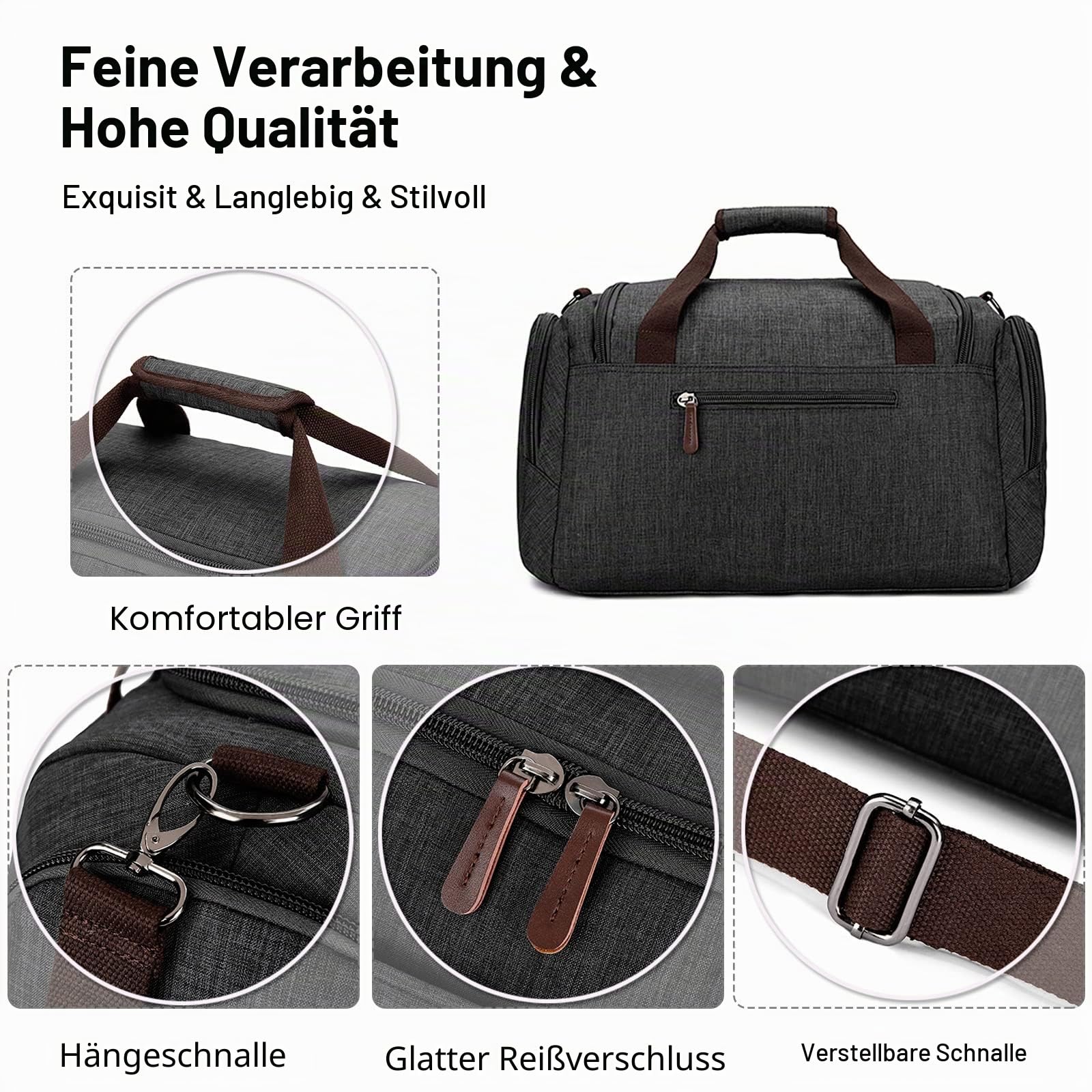 FANDARE Reisetasche Große Sporttasche Segeltuch Schultertasche Tote Handtasche Männer Weekender Tasche Kliniktasche Schwimmtasche Trainingstasche für Frauen Männer Crossbody Bag Grün A
