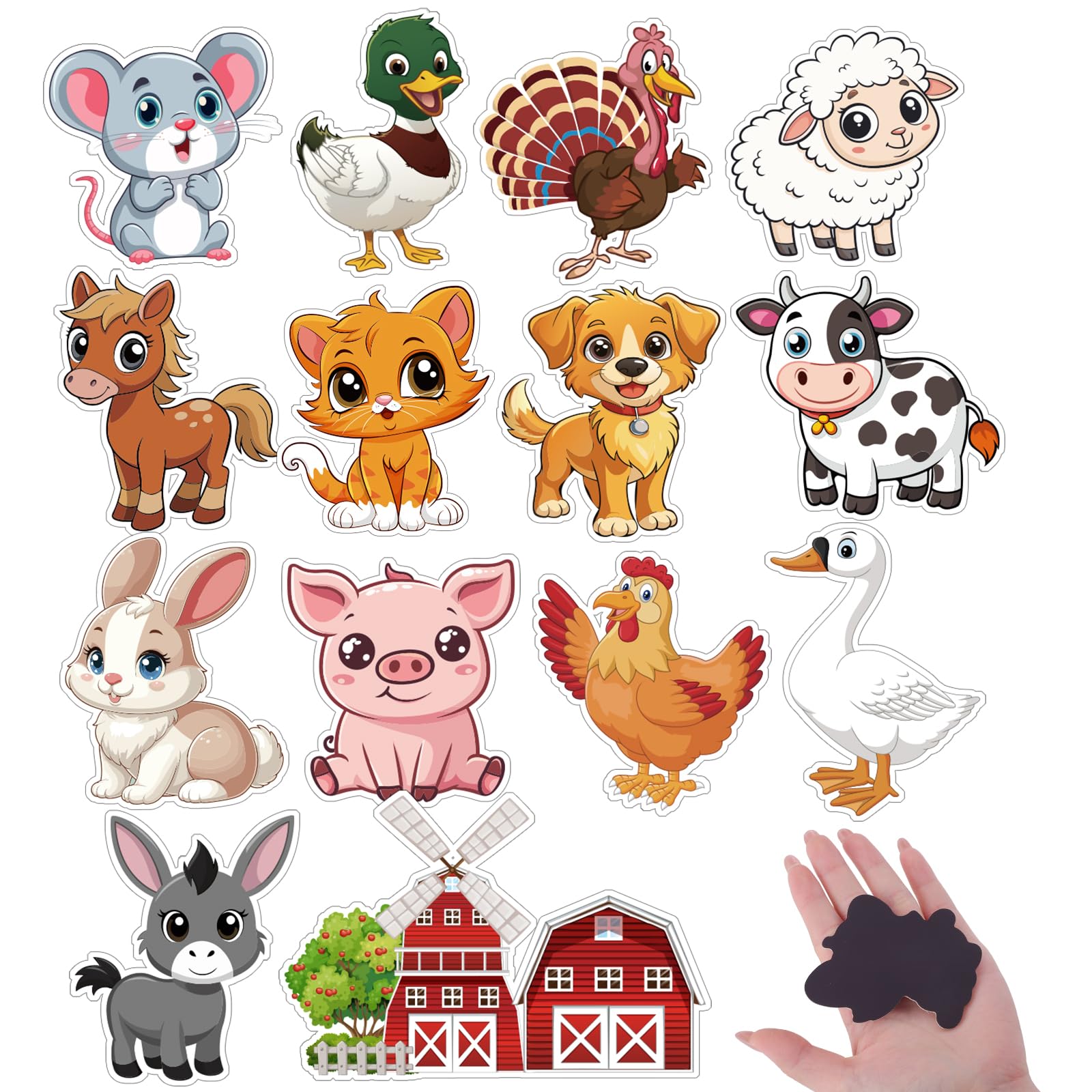 View 1 of 14Pcs Wooden Farm Magnetic Animals Large Size Fridge Magnets for Kids