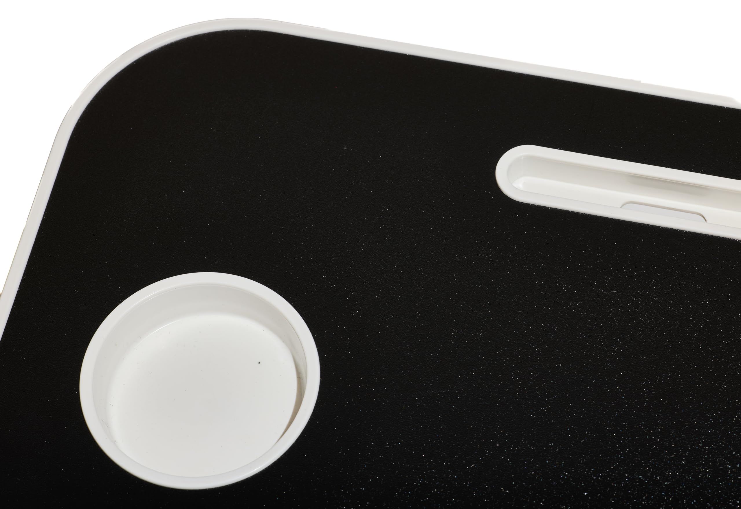 Table de Travail Intelligente, Bureau Pliable en Plastique et métal, Pliable avec Porte-gobelets et Support de Tablette, pour lit et canapé, 60 x 40 x 30 cm, Couleur Noire