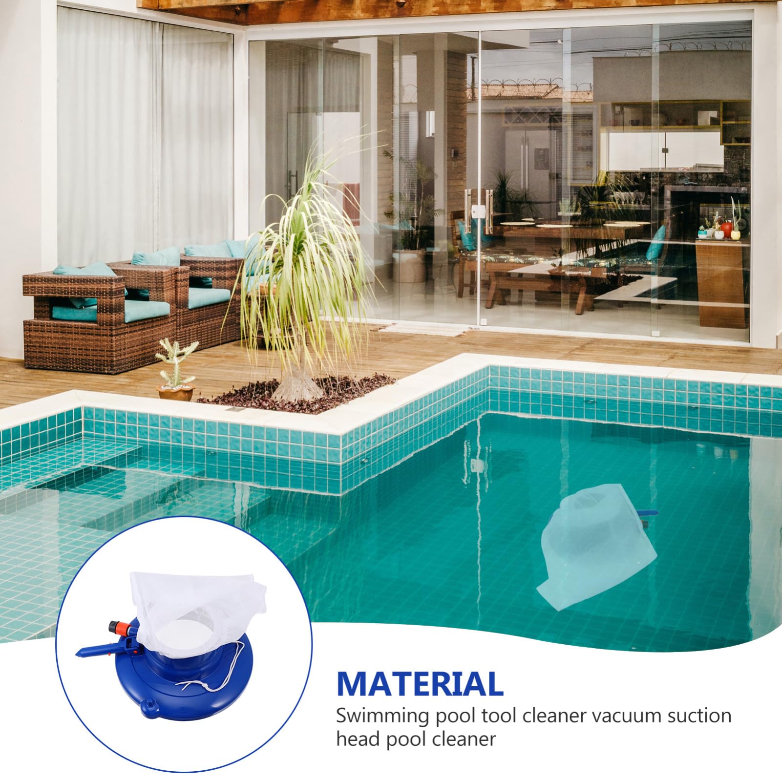 Happyyami Cabezal de Limpieza Subacuática para Piscinas Portátil Azul Abs | Limpieza de Zonas Difíciles, Firme y Robusto, Accesorio para Spa y Hogar