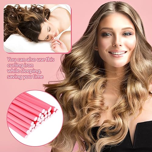 Miniatura 6 de Bremorou 30 rodillos flexibles de 9.45 x 0.31 pulgadas, rizadores de espuma sin calor para mujeres y niñas, cabello corto, medio largo para dormir