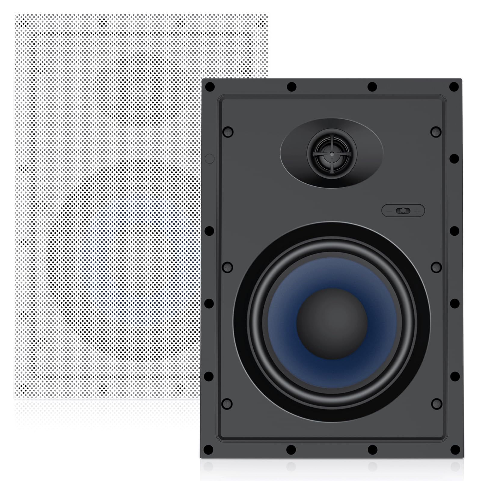 Hiwill I6 2-Way Premium in-Wall 6.5" Speakers (Pair) | Perfect for Damp and Humid Indoor/Outdoor Placement | Magnetic Screen Frame, Bezel-Less (White, Paintable Grille) 2024 New