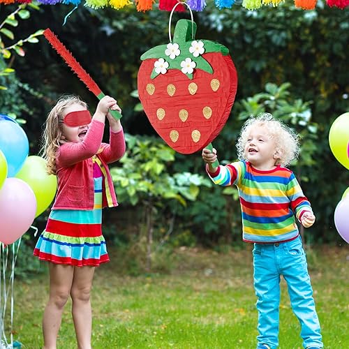 Miniatura 61 de WERNNSAI - Piñata de sirena plegable, piñata de cumpleaños con flecos que incluye cuerda para jalar, venda y bate. Decoraciones