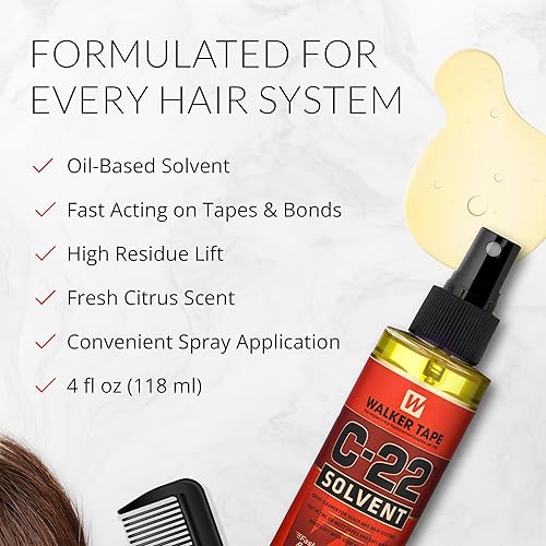 Miniatura 3 de Walker Tape C-22 - Aerosol solvente de 4 onzas, removedor de adhesivo de acción rápida para cinta de peluca, sistemas de encaje y extensiones de