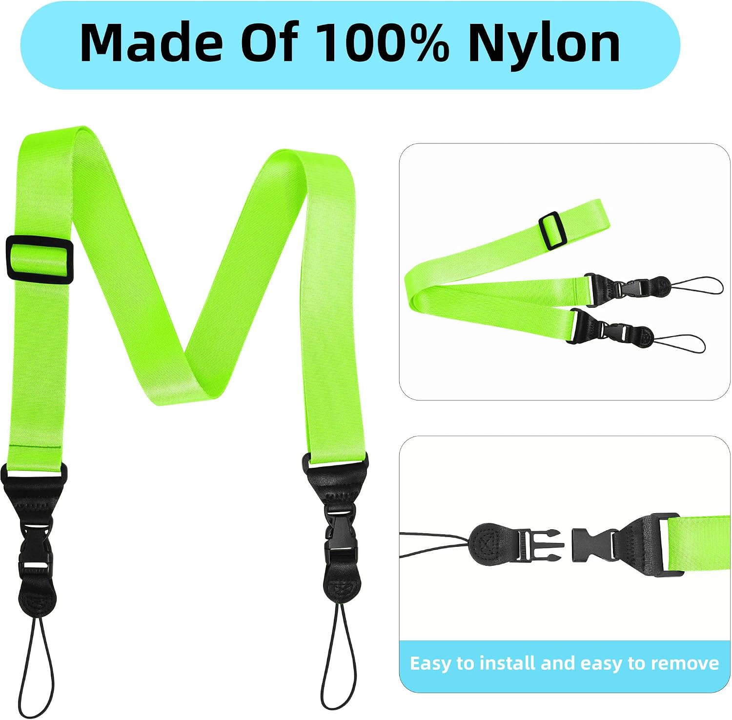 Adjustable iPad Strap:Comfortable Nylon Neck Strap Lanyard for Tablet Case,Camera Binocular Crossbody Laptop Luggage Bag(Fluorescent Green)