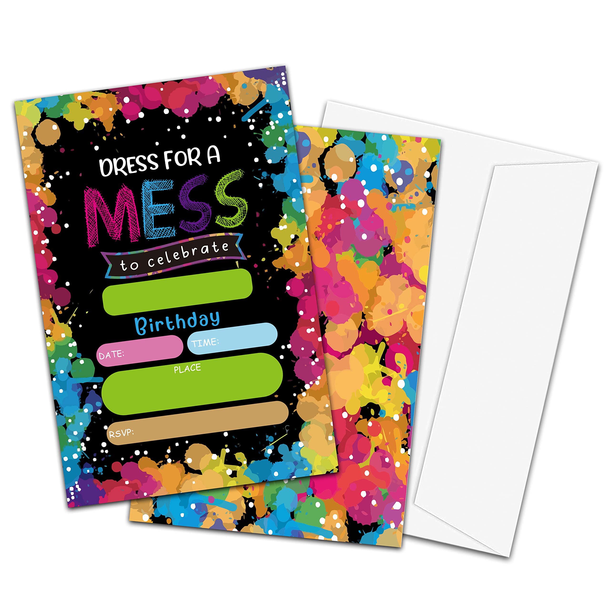 Painting Theme Birthday Invitations, Dress For A Mess, Fill-In Style Birthday  Party Invitations with Envelopes For Boys Girls(20-Pack), Birthday Party  Decorations And Supplies -yqk-a20 : Amazon.co.uk: Toys & Games