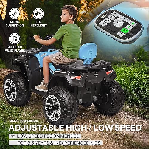 Miniatura 5 de Joywhale 12 V y 2 asientos para niños cuatrimoto funciona con pilas para niños de 3 a 8 años con adhesivo de bricolaje batería de 7 AH suspensión de