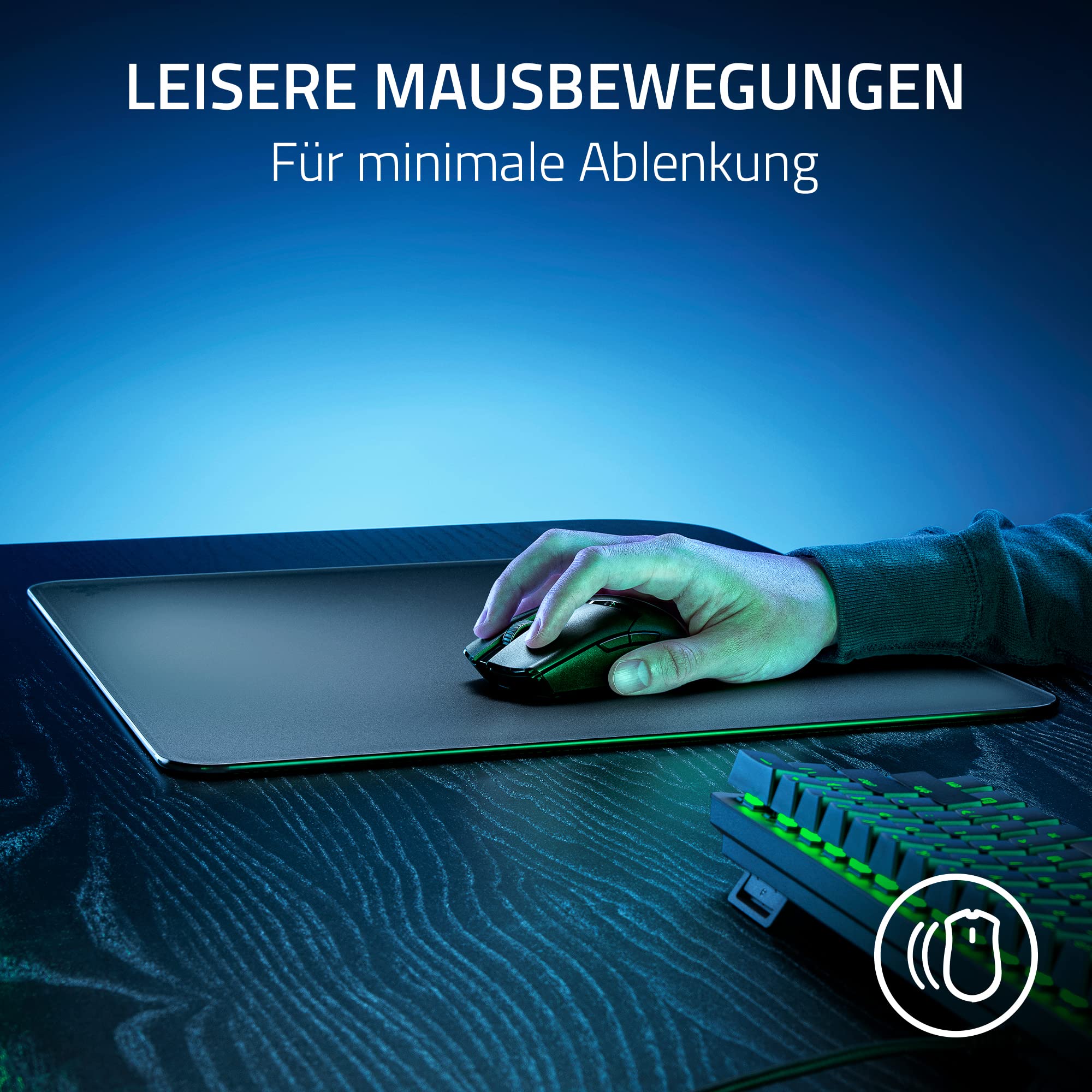 Razer Atlas - Glasmausmatte - Premium gehärtetes Glas-mauspad (Mikrogeätzte Ultra-Glatte Oberfläche, Schmutz- und kratzabweisend, Leisere Mausbewegungen, 450 x 400 x 5mm) Schwarz