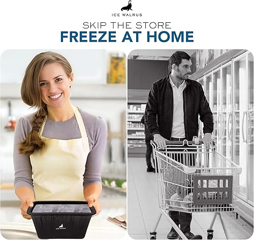 Miniatura 6 de Paquete de 2 moldes de bloques de hielo extra grandes, moldes de hielo grandes reutilizables de silicona para baños de hielo y enfriadores, silicona