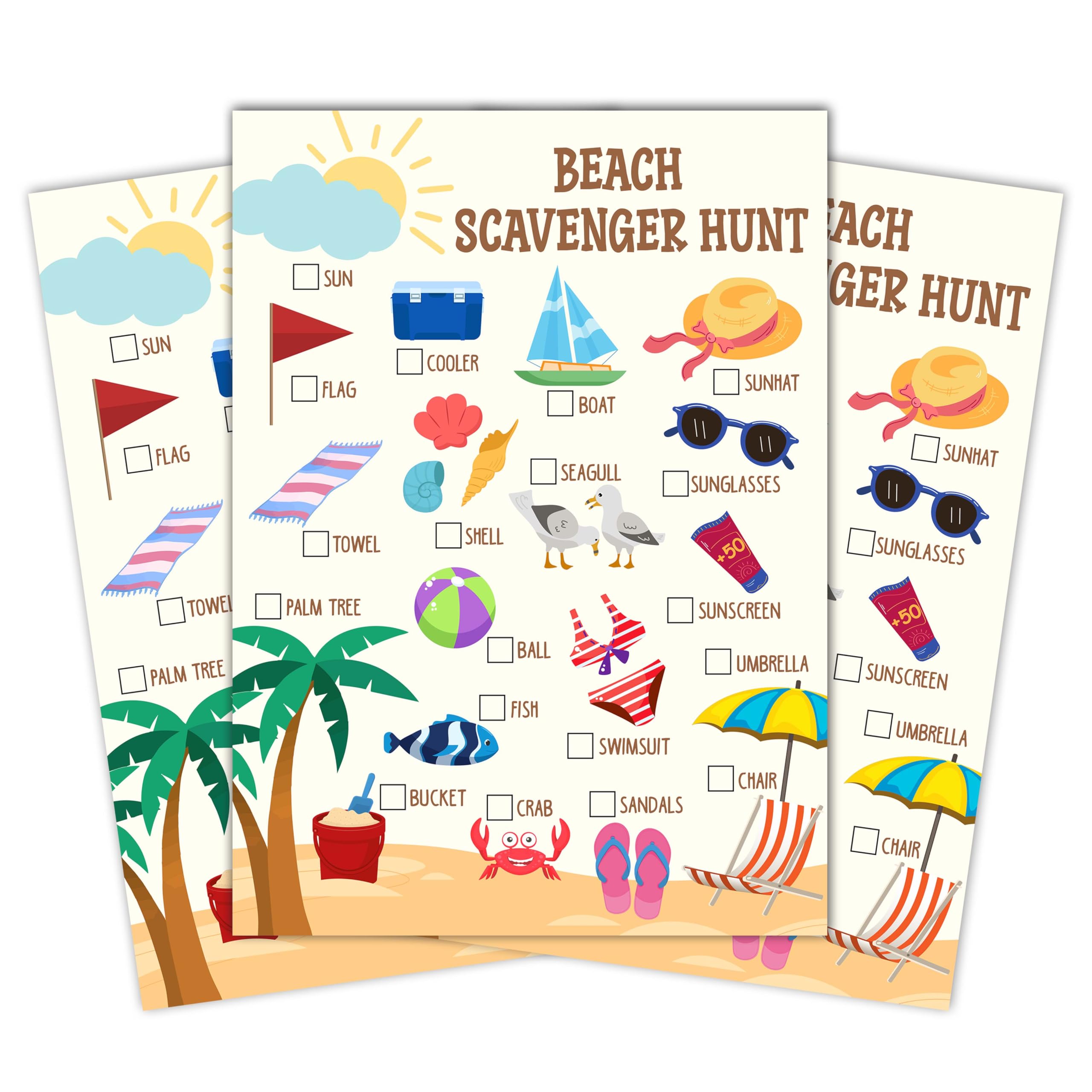 HMJKL Beach Scavenger Treasure Hunt Game Cards, Outdoor Nature Scavenger Hunt Games, Summer Holiday Birthday Party Supplies Activities(25 Game Cards), 05