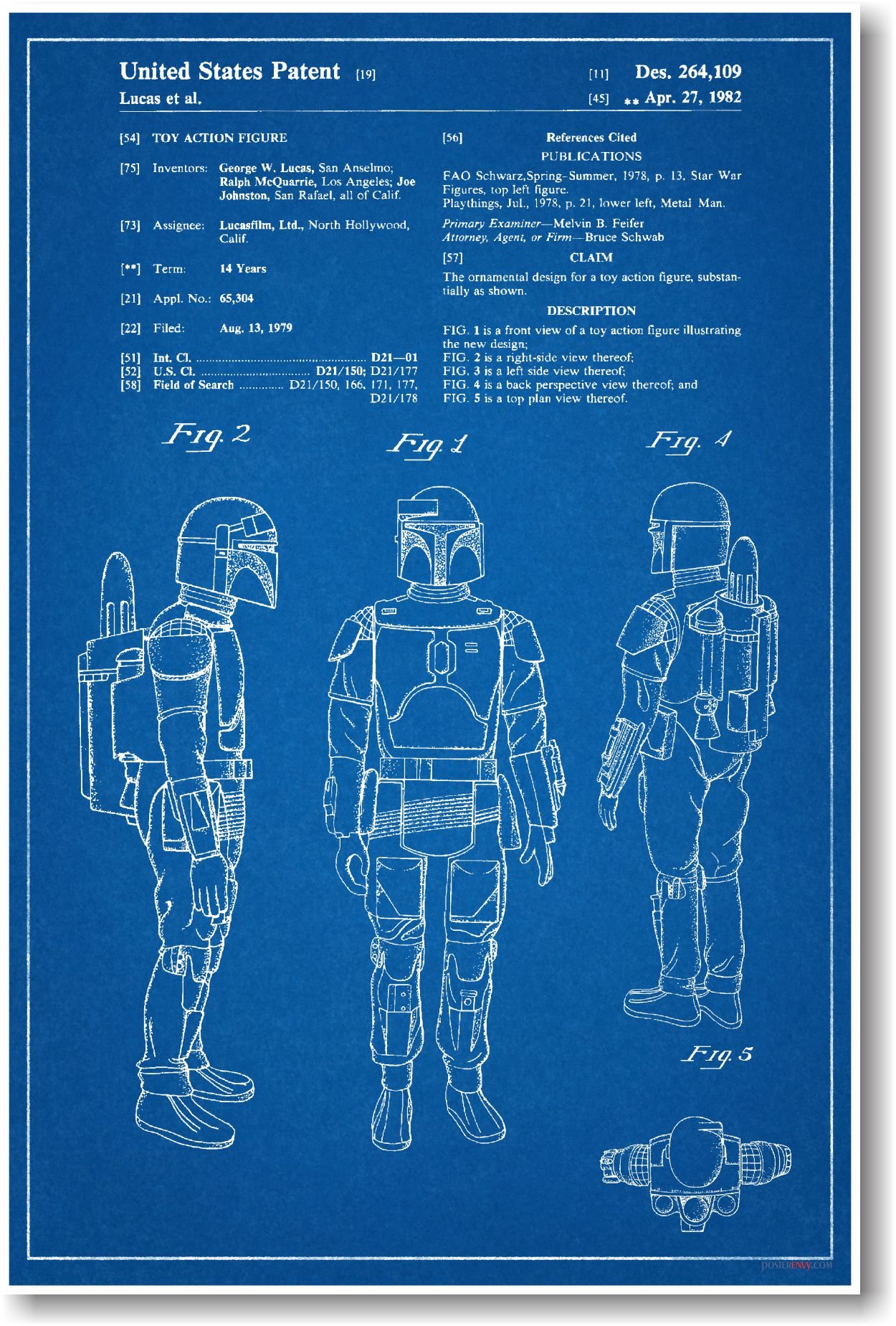 Boba Fett Patent - NEW Famous Invention Star Wars Blueprint Poster