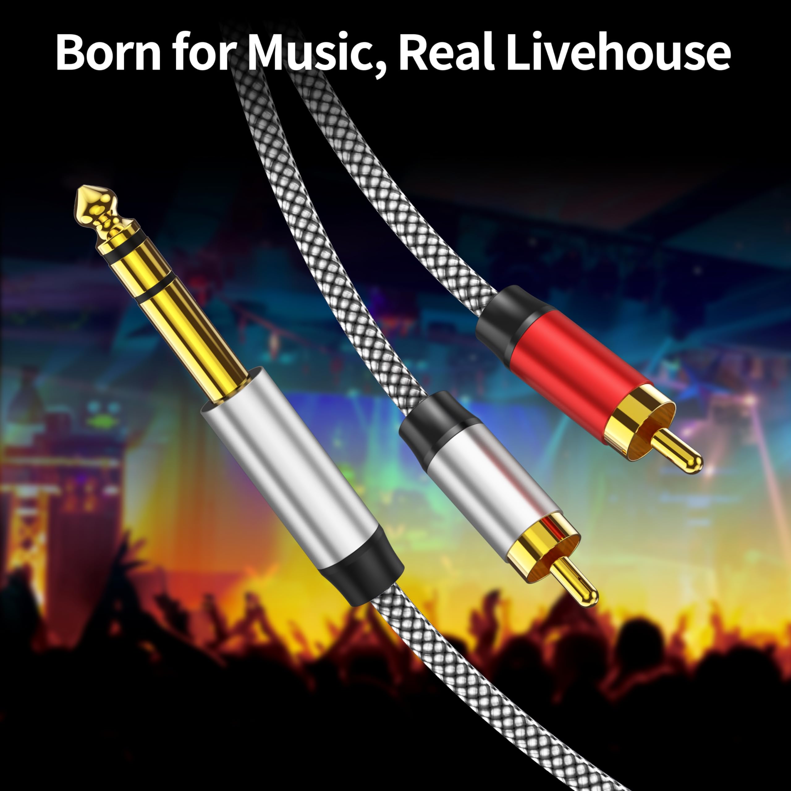Cavo da RCA a 1/4 da 4 m, cavo splitter da 1/4 TRS a RCA Y, cavo audio da 1/4 a doppio RCA
