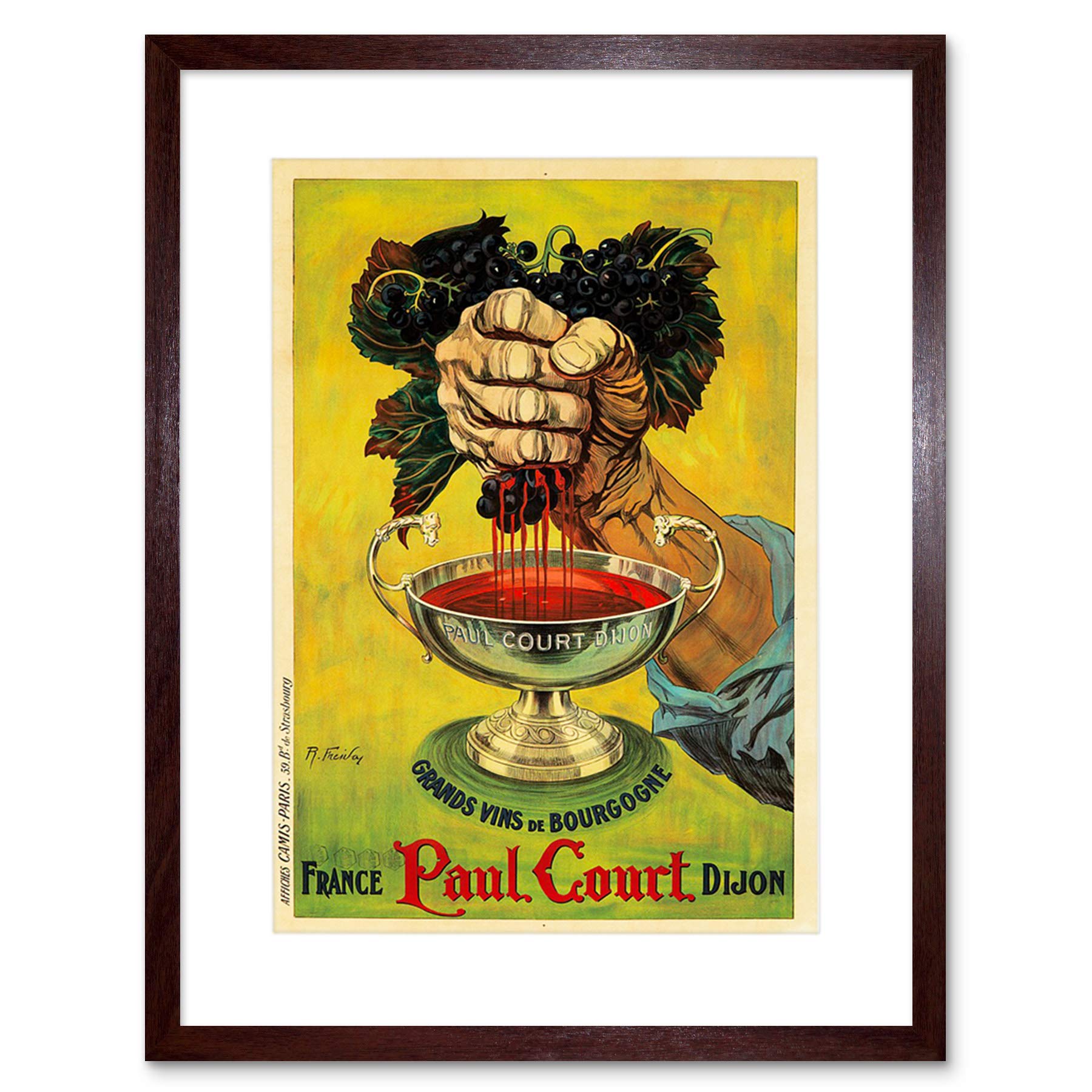 Wee Blue Coo Ad Drink Alcohol Wine Paul Court Dijon France Grape Framed Wall Art Print