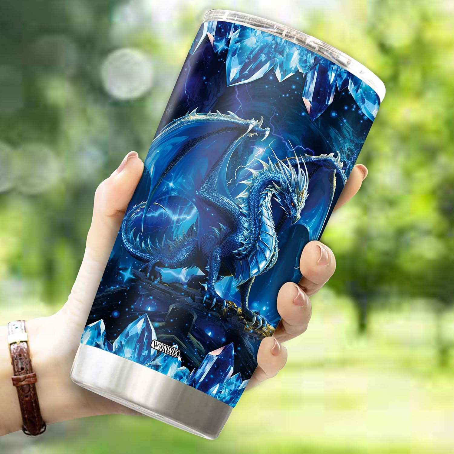 Blue Dragon Tumbler Gifts for Women Girls Daughter Coffee Cup 20oz Stainless Steel Insulated with Lid Water Bottle Travel Mug Gift for Dragon Lover Christmas Birthday Mothers Day Valentines - Image 3