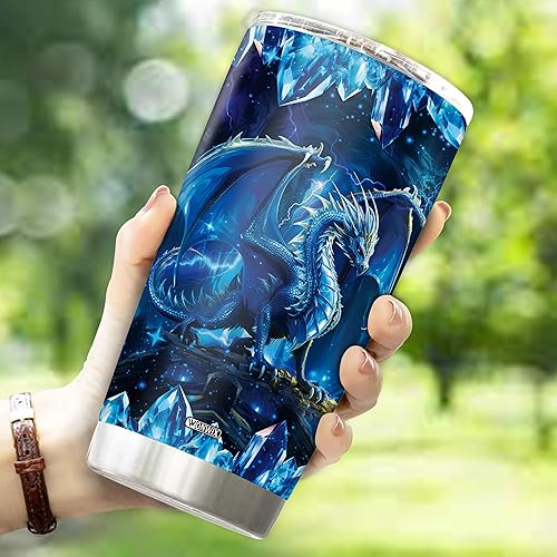 Miniatura 3 de Vaso Tumbler de Dragón Azul Regalos para Mujeres Niñas Hija Taza de Café 20oz Acero Inoxidable Aislado con Tapa Botella de Agua Taza de Viaje Regalo