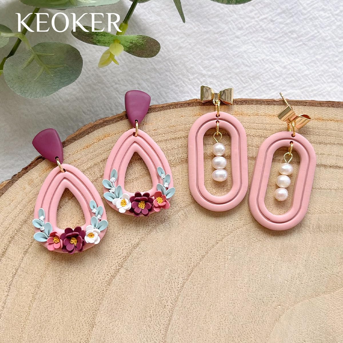 Keoker Lot de 12 emporte-pièces en argile de forme organique, cercles concentriques pour bijoux en argile polymère (couleur extrudée)