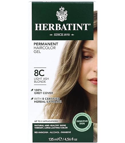 Herbatint Gel permanente para el cabello rubio ceniza claro 8C sin alcohol vegano cobertura 100 gris 456 onzas Herbatint Gel permanente para el cabello rubio ceniza claro 8C sin alcohol vegano cobertura 100 gris 456 onzas