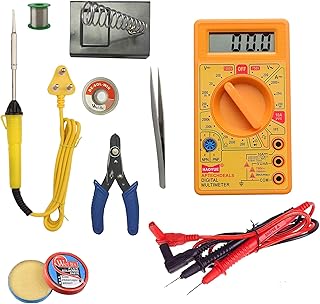Gadget Deals 25w Soldering Iron,Wire Stripper,Solder Stand,Solder Wire,Desold Wire,Flux,Tweezer,Multimeter (8 Piece Set)