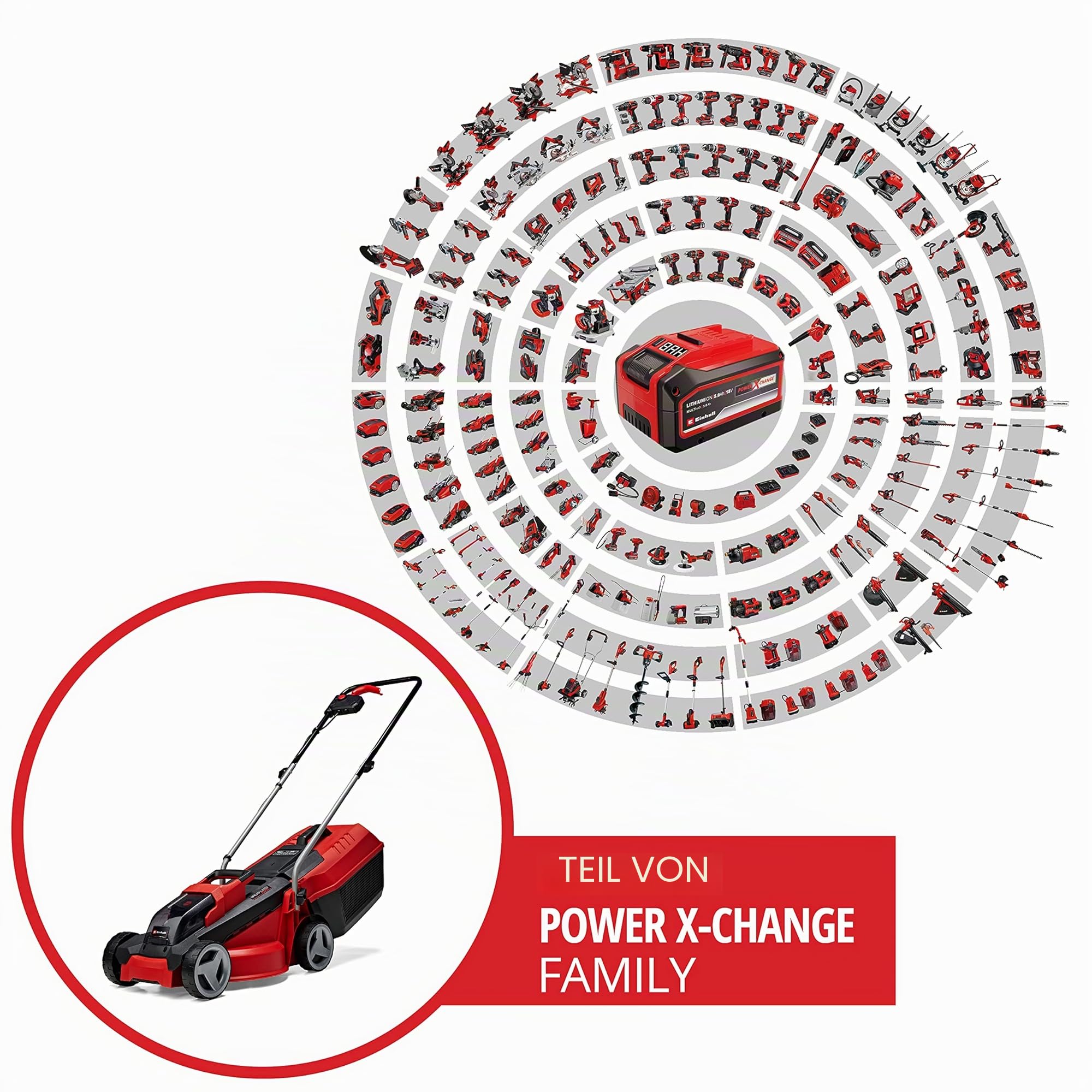 Einhell City Akku-Rasenmäher GE-cm 18/30 Li-Solo Power X-Change (18 V, 30 cm Schnittbreite, bis 150 m², Brushless, 25L Grasfangkorb, 30-70 mm Schnitthöhe, ohne Akku)