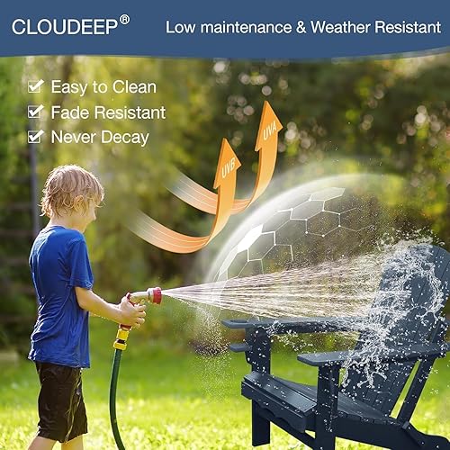 Miniatura 5 de Juego de 2 sillas plegables Adirondack de plástico de polietileno de alta densidad con soporte para tazas, resistente a la intemperie, textura de