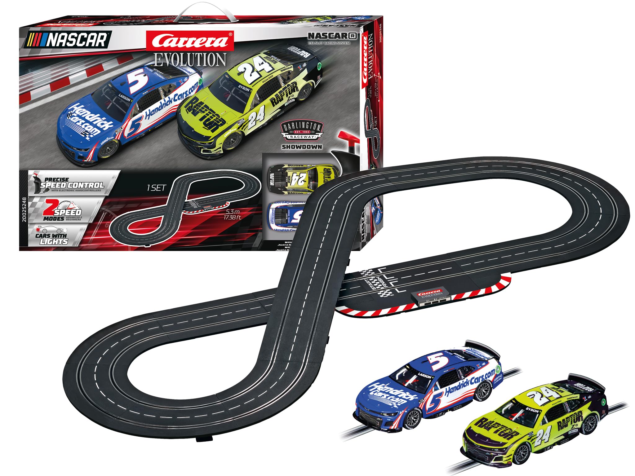 Carrera Evolution - 20025248 - Carrera Evolution I NASCAR I Race Track Set | Race Track with Licensed Slot Cars | Up to 2 Players | For Children from 8 Years & Adults I Carrera Track