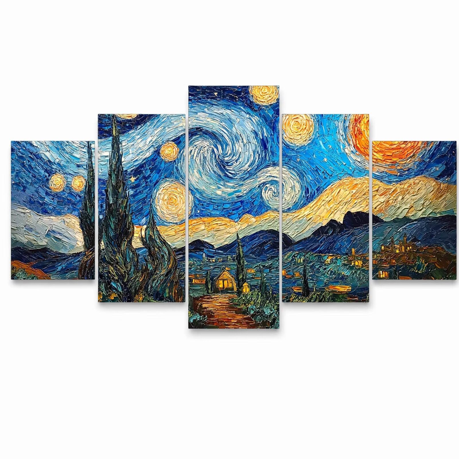 5 Pack Leuchtend Malen Nach Zahlen Erwachsene Abstrakt YCBZ-0127 | DIY Set Erwachsene mit Pinselset Acrylfarben Set Fünf Leinwand zum Bemalen Abstrakt für Deko Wohnzimmer Geschenke für Frauen