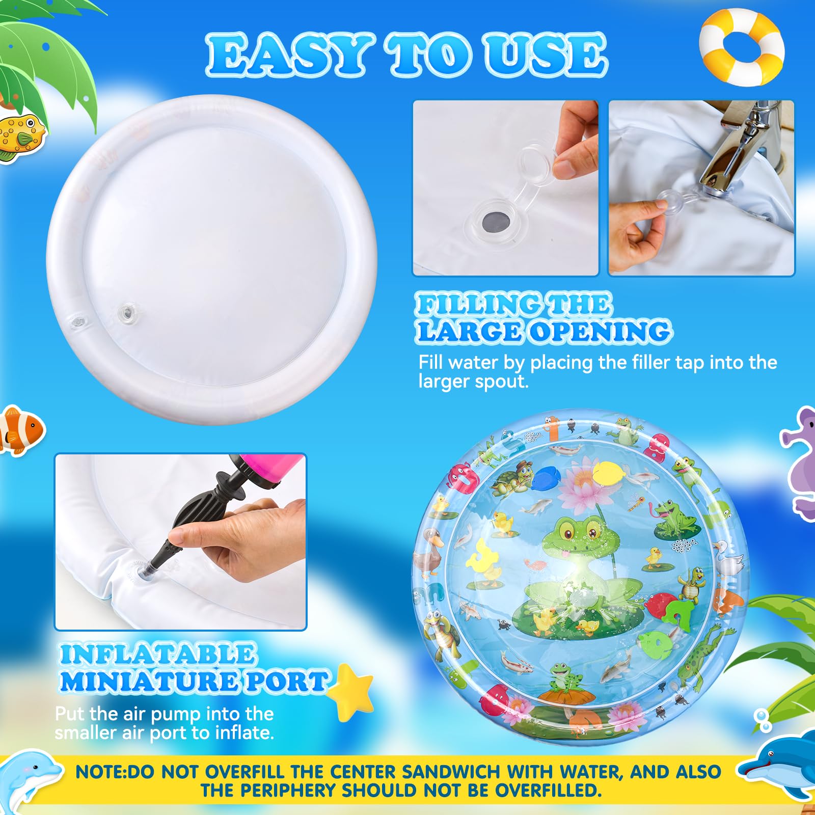 YAOZUP Tappeto Acqua Gatto, Tappeto d'acqua Sensoriale Addensato di Alta Qualità, Tappeto Gonfiabile con Sensore d'acqua, Tappeto d'acqua Interattivo Estivo per Gatti e Cani (Rana)