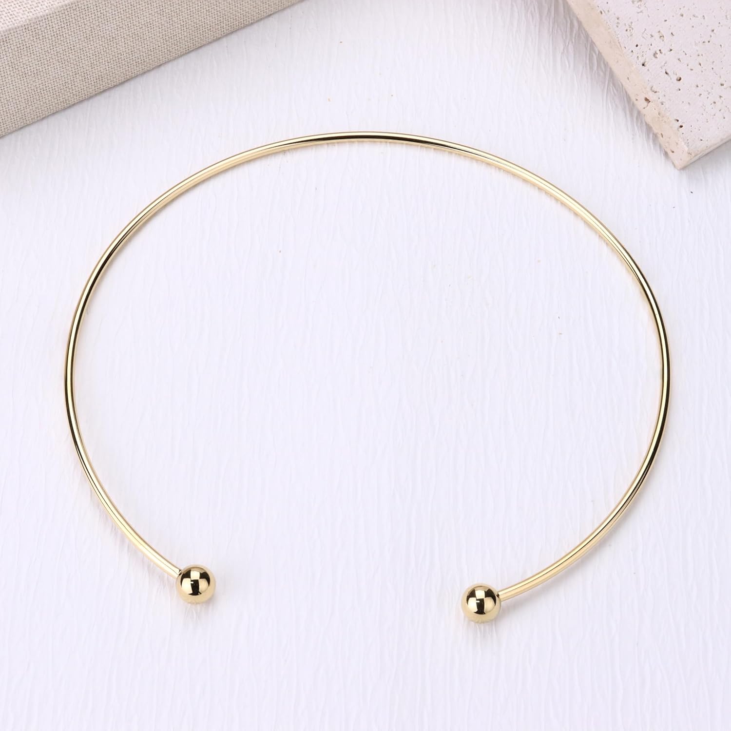 Sanfenly Choker Collar for Women 14K Gold Plated Silver Stainless Steel Metal Collar Choker Necklace Statement Open Cuff Bangle Necklace for Women - Image 2