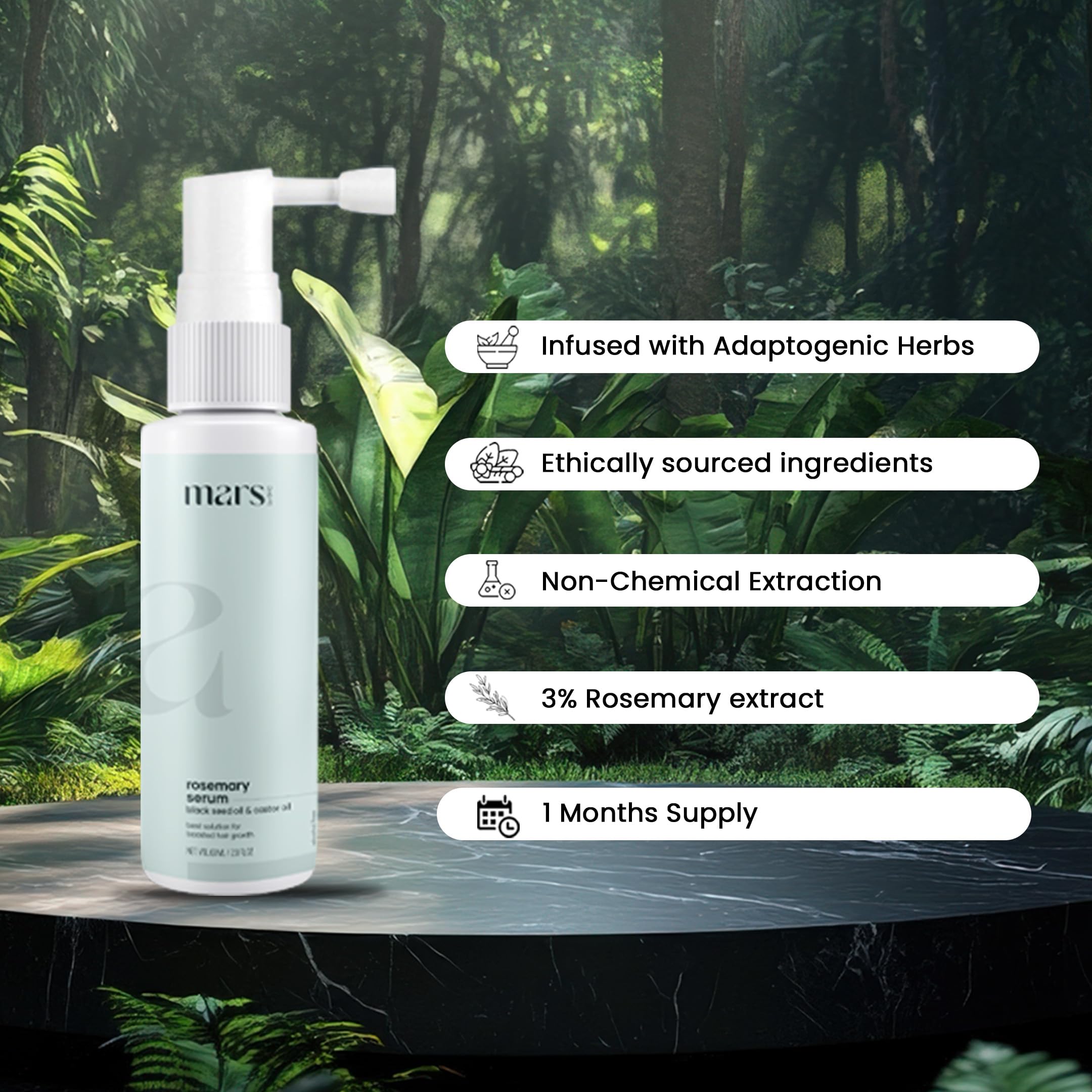 mars by GHC Rosemary Hair Growth Serum : Powered With Black Seed Oil, Castor Oil & Redensy | Helps to Regrowth Your Hair | Good Health Company