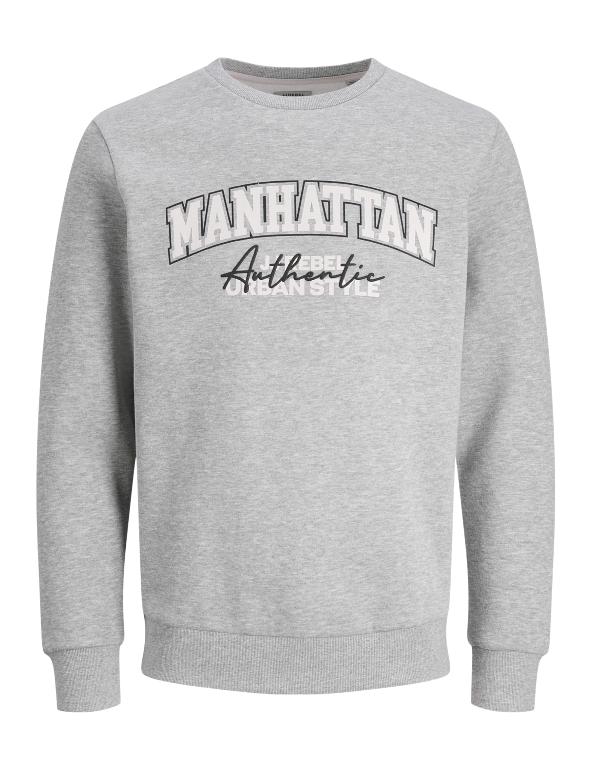 JJ REBEL Men's Jrebnewyork Sweat Crew Neck Sn Sweatshirt, Light Grey Mix, XS