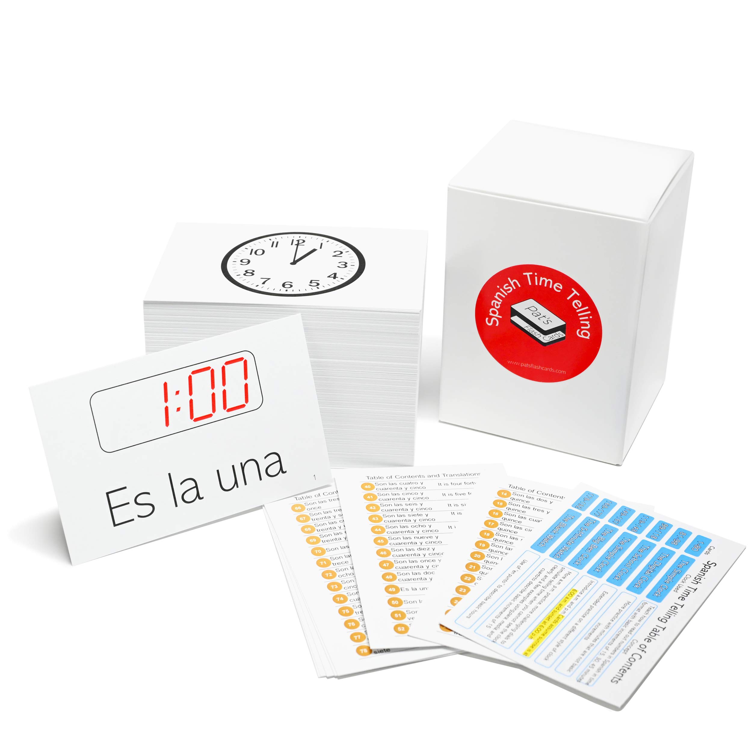 192 Spanish Time Telling Flash Cards