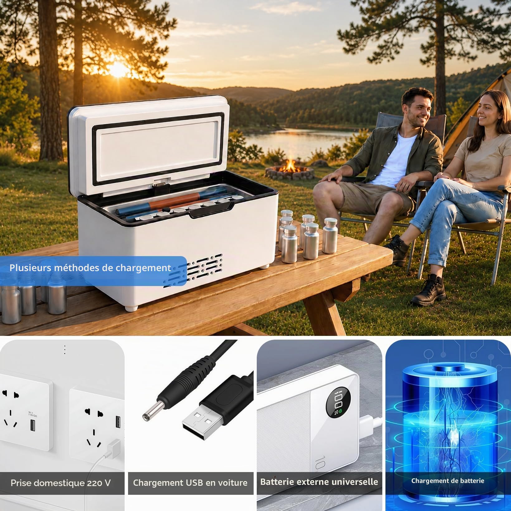 Glacière électrique portable pour insuline 0 à 18°C avec écran LED tactile | glacière électrique pour insuline, interférences et gouttes oculaires, convient pour les voyages, la voiture et les
