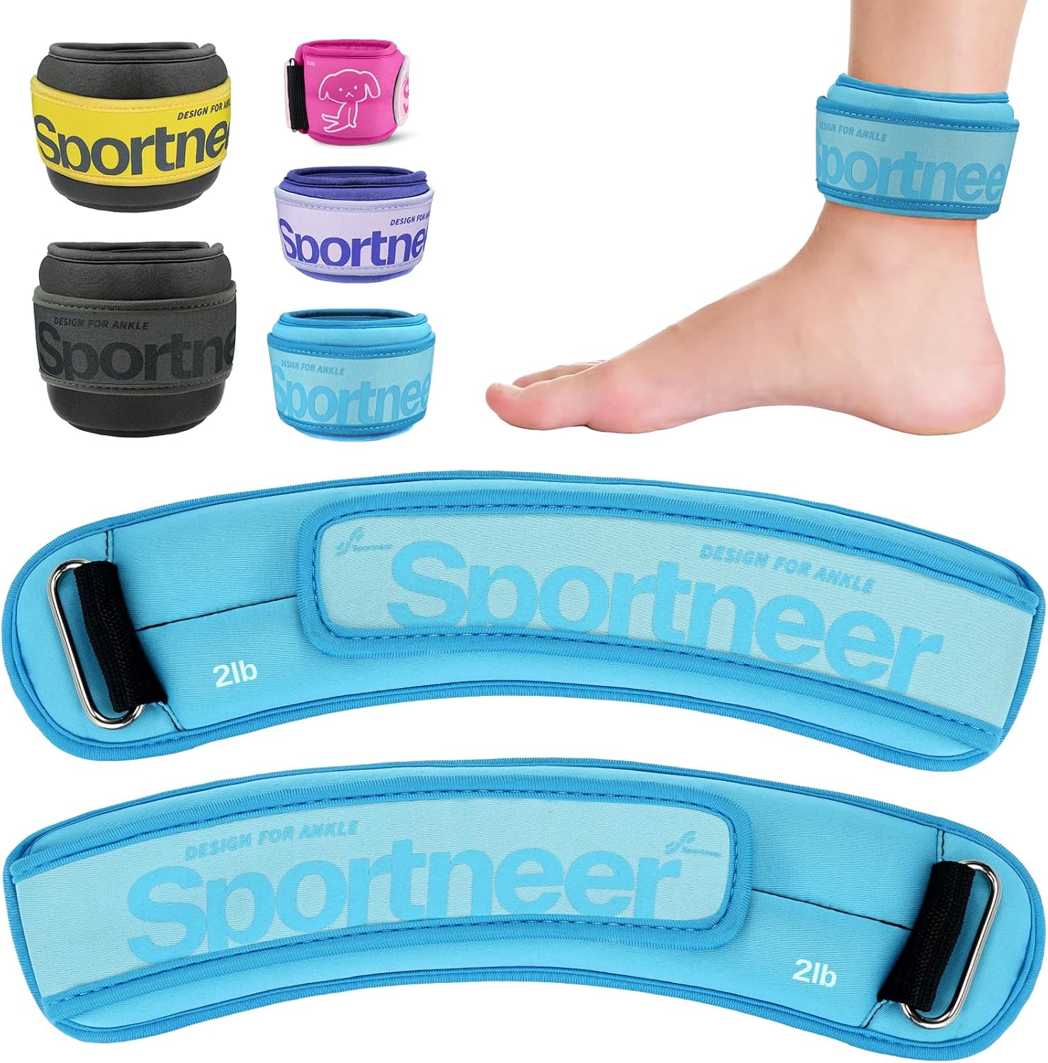Sportneer Ankle Weights 0.5/1/2/3/5 LBS 1 Pair Wrist Leg Arm Weights for Women Men Kids Child with Adjustable Straps, Strength Weighted for Jogging Running Walking Fitness Gym Workout