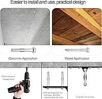 Vista 6 de VivaZen Heavy Bag Hanger,Punching Bag Mount Hanger Bracket,Ceiling Mount Hook 360°Rotation Wood Beam Holder Body Weight Strength Training