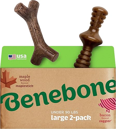 Vista 41 de Benebone - Paquete de 2 juguetes masticables duraderos para perros, diseño Wishbone/Dental, tocino real, fabricados en Estados Unidos, grandes