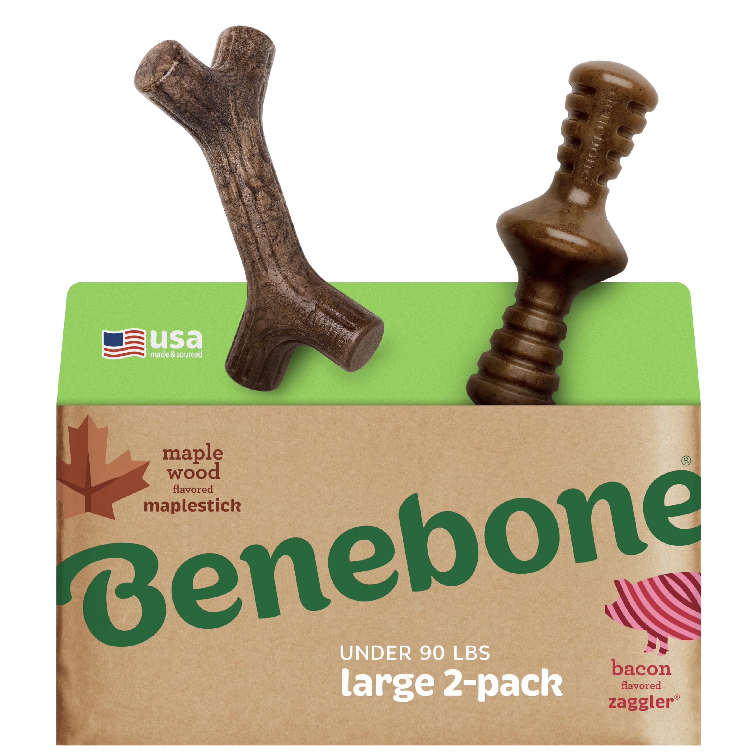 Pet Supplies : Benebone 2-Pack Maplestick/Zaggler Durable Dog Chew