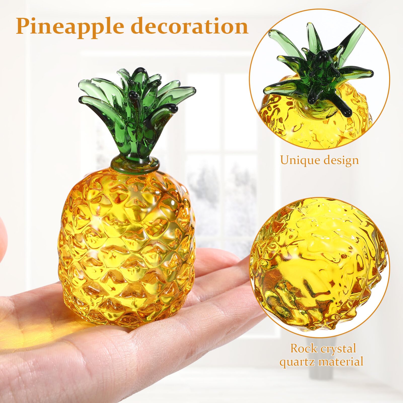 Cabilock Ananas Dekoration Kristall Handgefertigt Bergkristall Quarz Künstliche Früchte Tischdeko Kompakt Für Zuhause Büro Party 8.2X4.3X8.2 cm