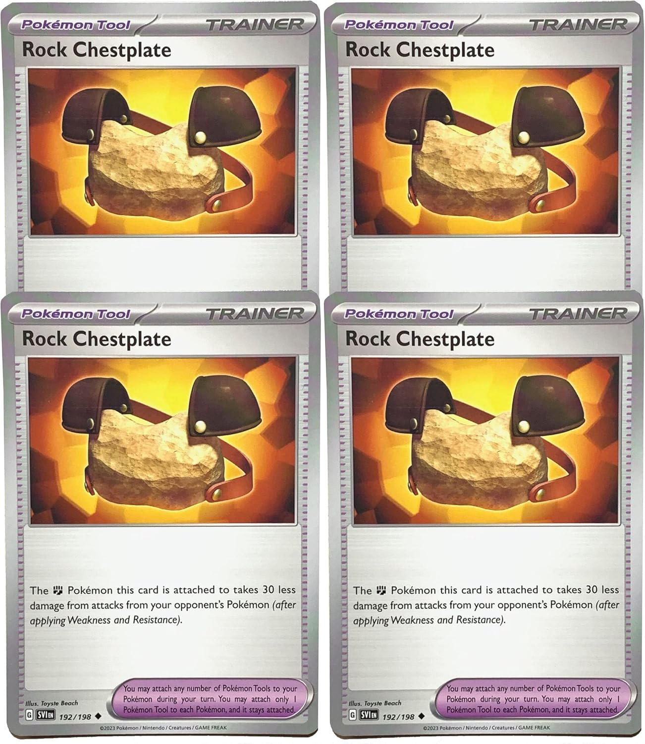 Rock Chestplate 192/198 - Scarlet & Violet - Pokemon Trainer x4 Card Lot - Playset 4X