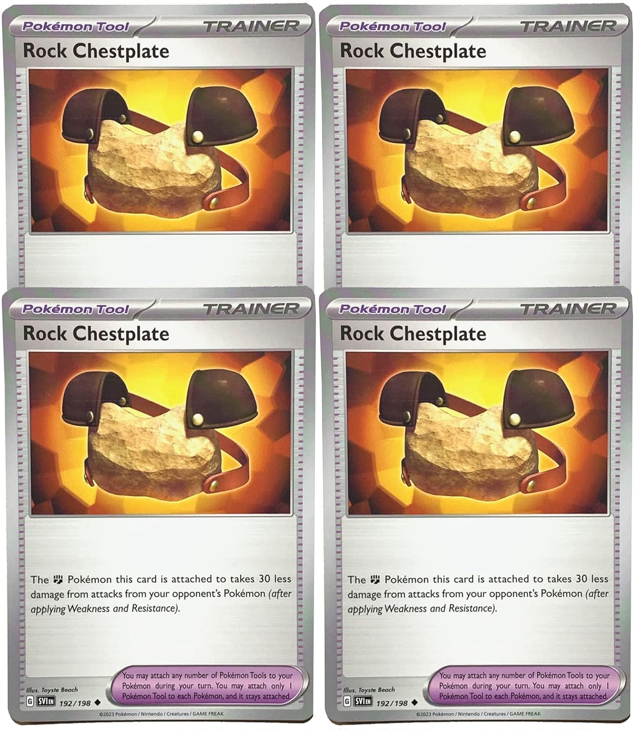 Rock Chestplate 192 198 - Scarlet Violet - Pokemon Trainer x4 Card Lot - Playset 4X